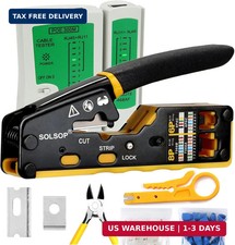 Solsop Pass Through RJ45 Crimp Tool Kit Ethernet Crimper  CAT5 Cat5e Cat6 Crimp