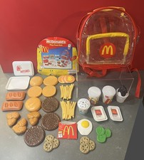 VTG McDonalds Play Food Set 2001 Clear Plastic Backpack - 30 items total RARE