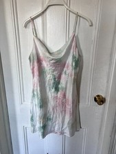 Windsor Satin Tie Dye Cowl Neck Mini Slip Fairycore Pastel Brunch Dress S