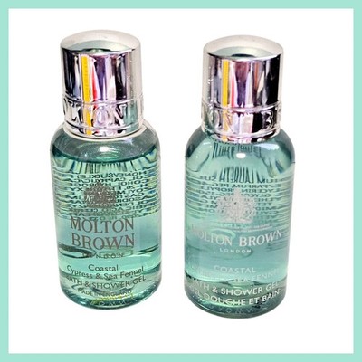 2 x Molton Brown Coastal Cypress & Sea Fennel Bath & Shower Gel 1 Fl.oz. Travel