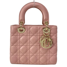 Auth DIOR/ChristianDior Lady Dior Small/MY ABCDIOR - Pink Lambskin Handbag