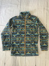 Columbia girls Geometric Pattern Full Zip Fleece Jacket Blue Yellow Size L 12/14