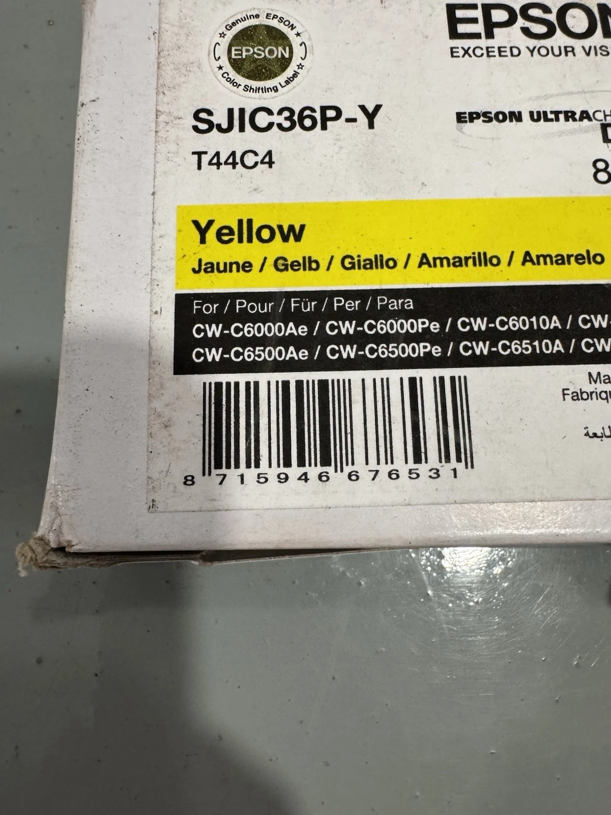Genuine Epson SJIC36P-Y 80ml Yellow Ink Cartridge Brand New EXP 2027 3