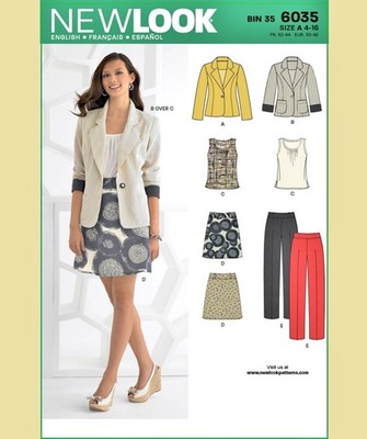 New Look Pattern 6035 Jacket Top Skirt Pants Career Coordinates 4-16 Uncut
