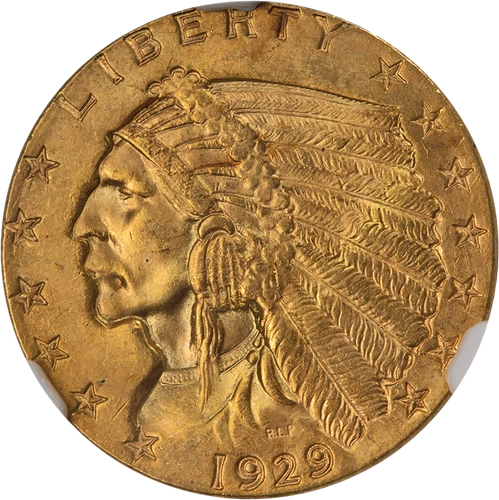 1929 Indian Gold $2.50 NGC MS65 Superb Eye Appeal Strong Strike