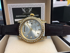 Cavadini Herrenuhr Leonardo massiv Edelstahl Zirkonia Steine Tag Datum vergoldet