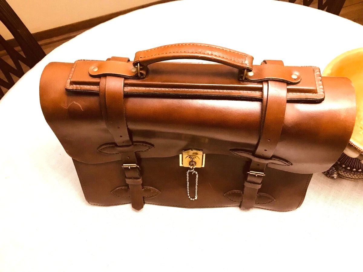 Vintage US ARMY Colonel Brown Heavy Leather Briefcase Attache