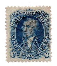 US 1861 NINETY CENT WASHINGTON SCOTT #72 DESIGN IS CLEAR OF MARGINS