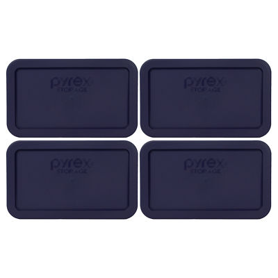 Pyrex 7214-PC Rectangle 4.8 Cup Storage Lid Cover Blue 4PK for Glass Dish