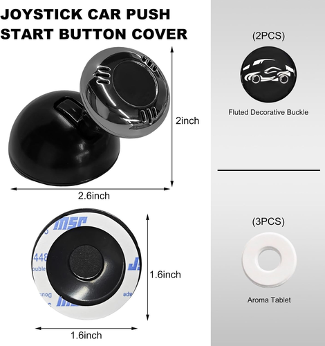 Metal Joystick Car Push Start Button Cover, Universal One-Touch Start Button Roc - Picture 2 of 12