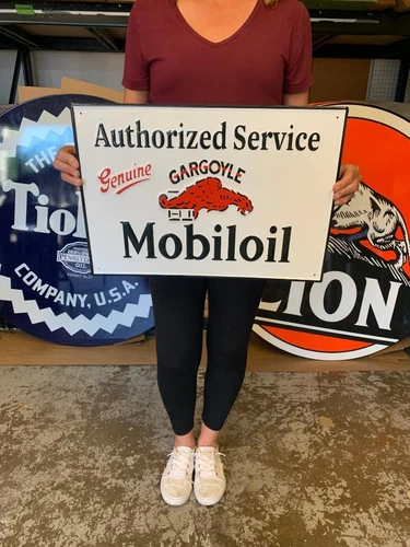 Antique Vintage Old Style Sign Mobil Oil Gargoyle Made in USA