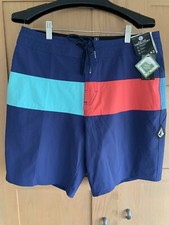 Volcom Board Shorts 32 Blue Liberators Water Repellent Stretch Color Block
