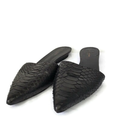 NARCISO RODRIGUEZ Athena Womens Wize 7 US Snake Leather Pointy Toee Flat Shoes 