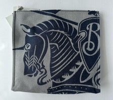 Burberry Knight Logo Canvas Pouch Clutch Gray/Blue 80838681 Italy NWT 910
