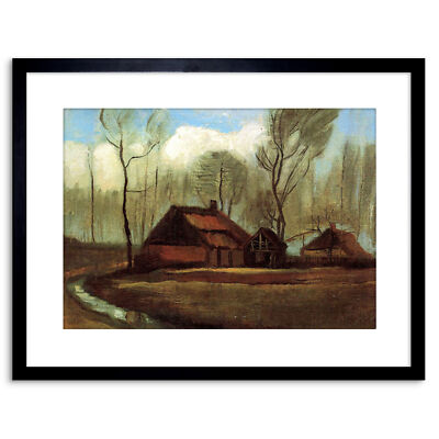 Painting Van Gogh Farmhouse Among Trees Framed Picture Art Print 9x7 Inch