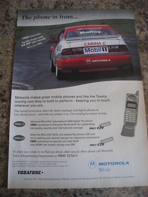 THE PHONE INFRONT MOTOROLA TEL.CO VODAFONE MICROTAC DIGITAL ADVERT A4 FILE 40