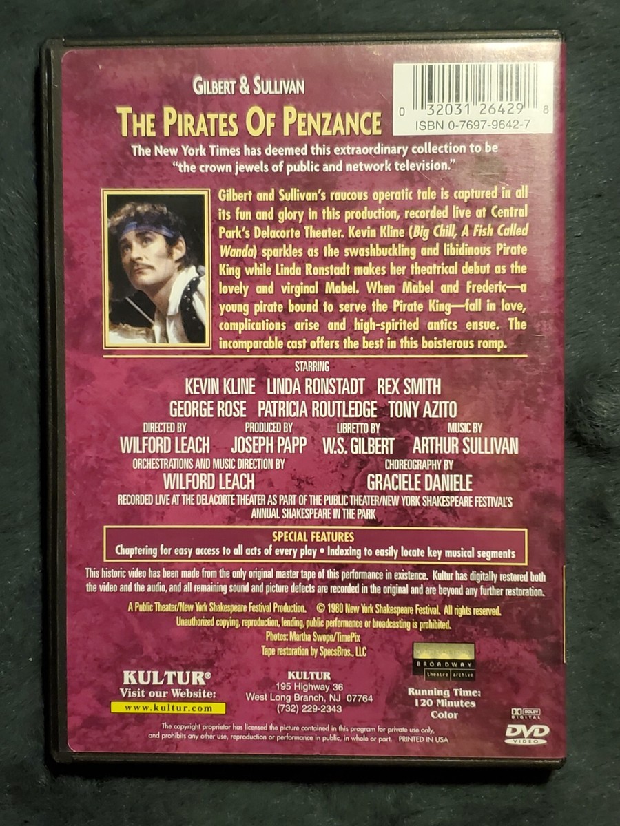 The Pirates of Penzance (DVD, 1980) w/ Insert KULTUR Broadway