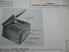 ADMIRAL 6RT44, 7B1 PHONOGRAPH PHOTOFACT