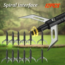 12Pcs Archery Broadheads 100 Grain Stell Crossbow Compound Bow Hunting Tips