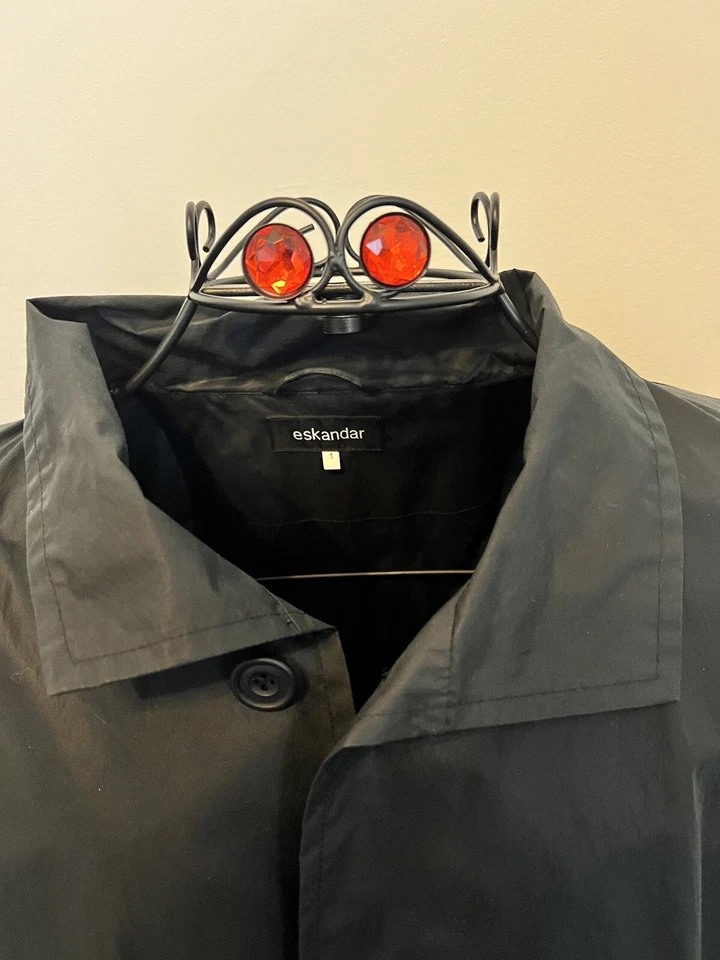 eskandar Designer Oversized Women Raincoat/Duster/Coat in Black Size 1 - UK 14+ - Image 2 of 4