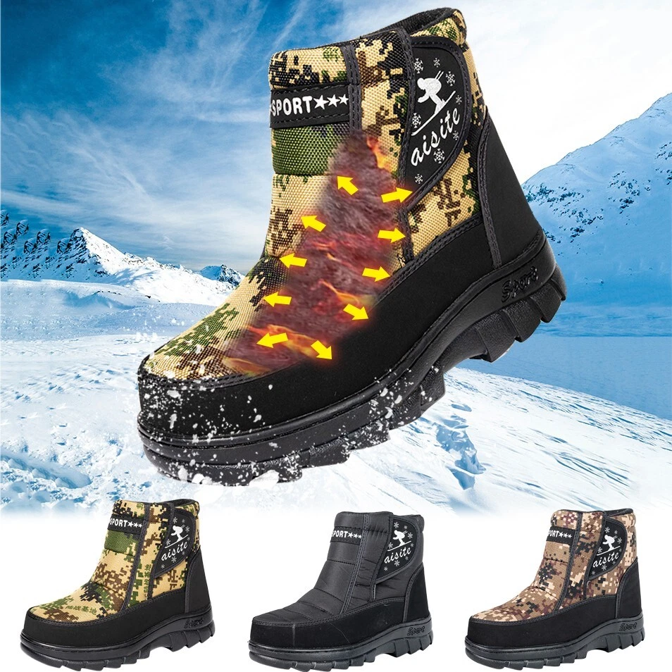 Men s Snow Boots Winter Velvet Boot Warm Shoes Flat Bottom