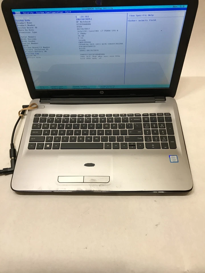 HP 15-ay137cl 15" Intel i7-7500U 16GB RAM NO HDD/OS For Parts BAD KB READ!! - DW - Image 3 of 4