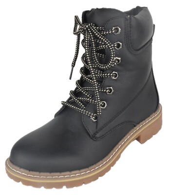 Forever Women Ankle Army Combat Boots Lace Up Work Style Booties BROADWAY  Black