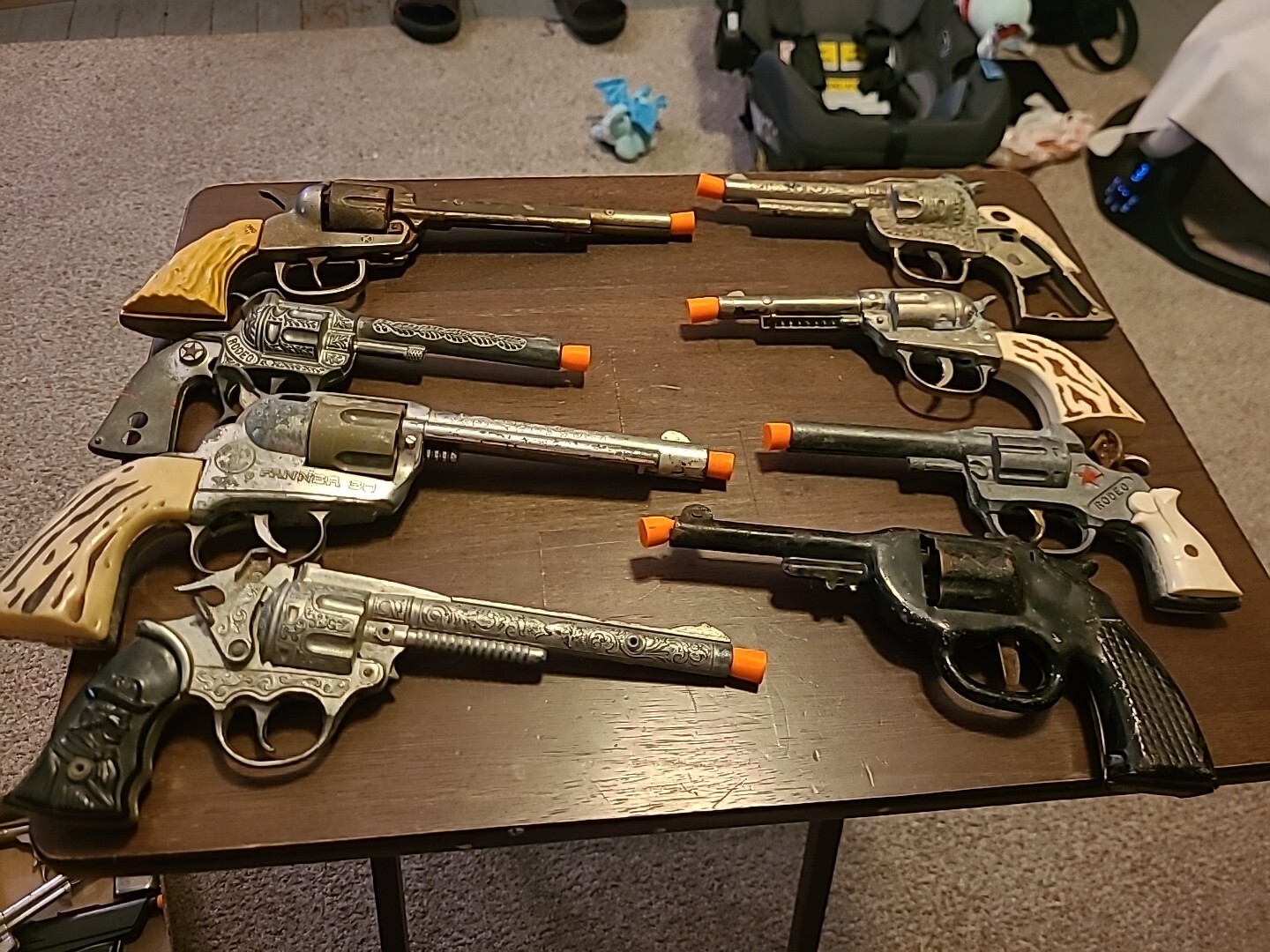 Vintage Cap Noisemaker Guns Lot of 8 Rodeo Hubley Fanner 50 Kit Carson