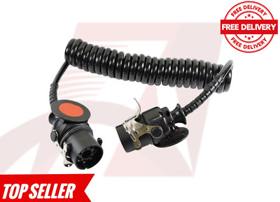 Premium ABS/EBS Electrical Coiled Cables Truck Trailer 7 Pin 24V 3.5m | Free P&P
