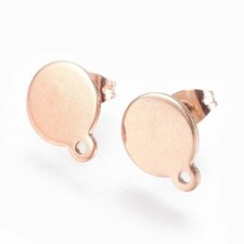 10 pcs. 5 pairs 304 Stainless Steel Rose Gold Earring Posts/Bases/Studs