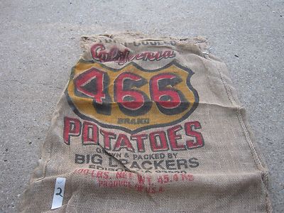 Used California 466 Potatoes Big L Packers Edison CA Burlap Empty Sack