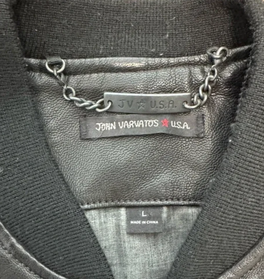 Chaqueta de cuero para hombre John Varvatos negra de piel de cordero L Foto 2 de 4