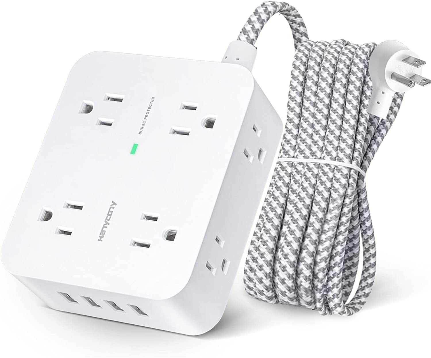 Surge Protector Power Strip - 8 Widely Outlets, 4 USB Charging Ports 5Ft Cord