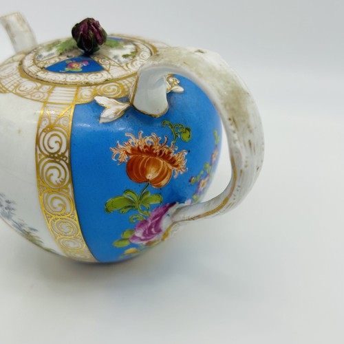 VINTAGE Meissen Teapot Ceramic German Porcelain Painted Floral Victorian Antique - Picture 16 of 17
