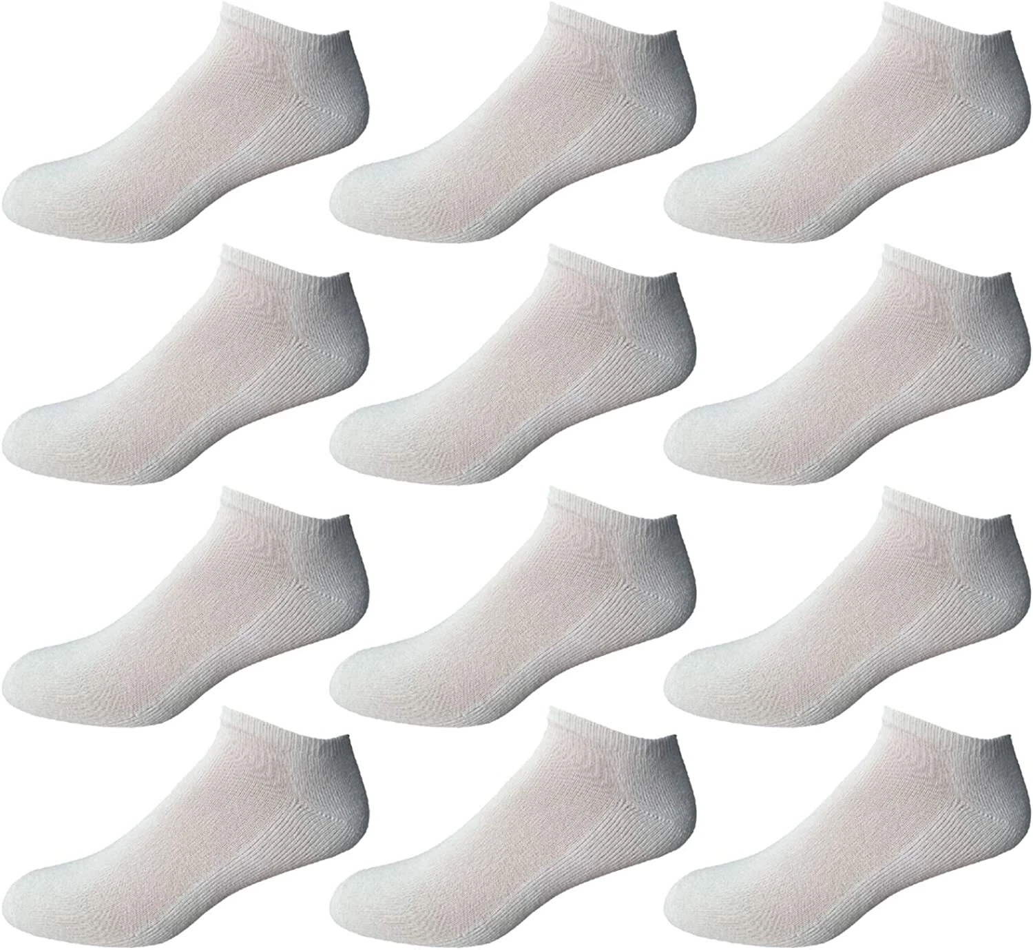 12 PK Women's Premium Cotton Ankle Socks White Size 9-11 - Womens Ankle Sock
