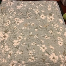 2 Blue/White Floral King Pillow Shams Quilted 20x36 Beautiful FREE SHIPPING