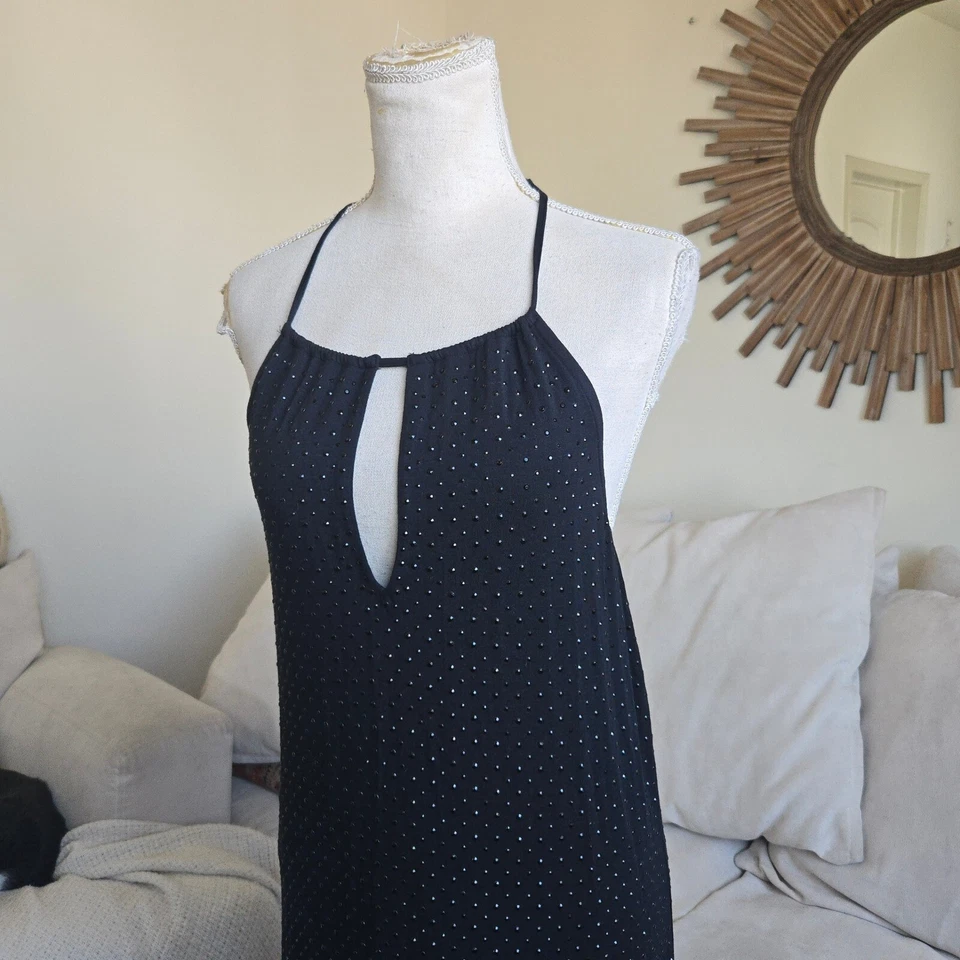 Maxi Vestido Sin Mangas Haute Hippie Talla XS Negro Elastizado Halter Baile de graduación Fiesta Foto 2 de 4