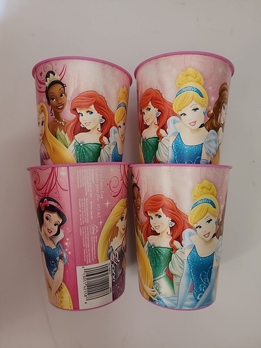 Disney Princesses 16oz Pink Party Cup Set Of 4 BPA Free Plastic Place For Name