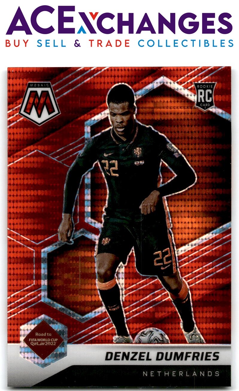 2021-22 Panini Mosaic FIFA World Cup #171 Denzel Dumfries Red Pulsar Prizm