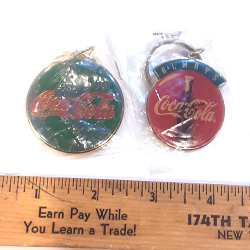 LOT OF 2 VINTAGE COCA COLA METAL KEYCHAINS