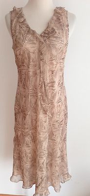 sachin and babi light blue dress MACY'S Charter Club Silk Dress Beige & Brown Size 4