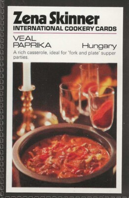 BROOKE BOND (TEA)-ZENA SKINNER COOKERY CARD 1974-#27- HUNGARY - VEAL PAPRIKA