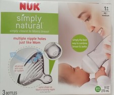 Nuk Simply Natural 3 Pack Clear Baby Bottles 9oz BPA Free 1 m Medium Flow