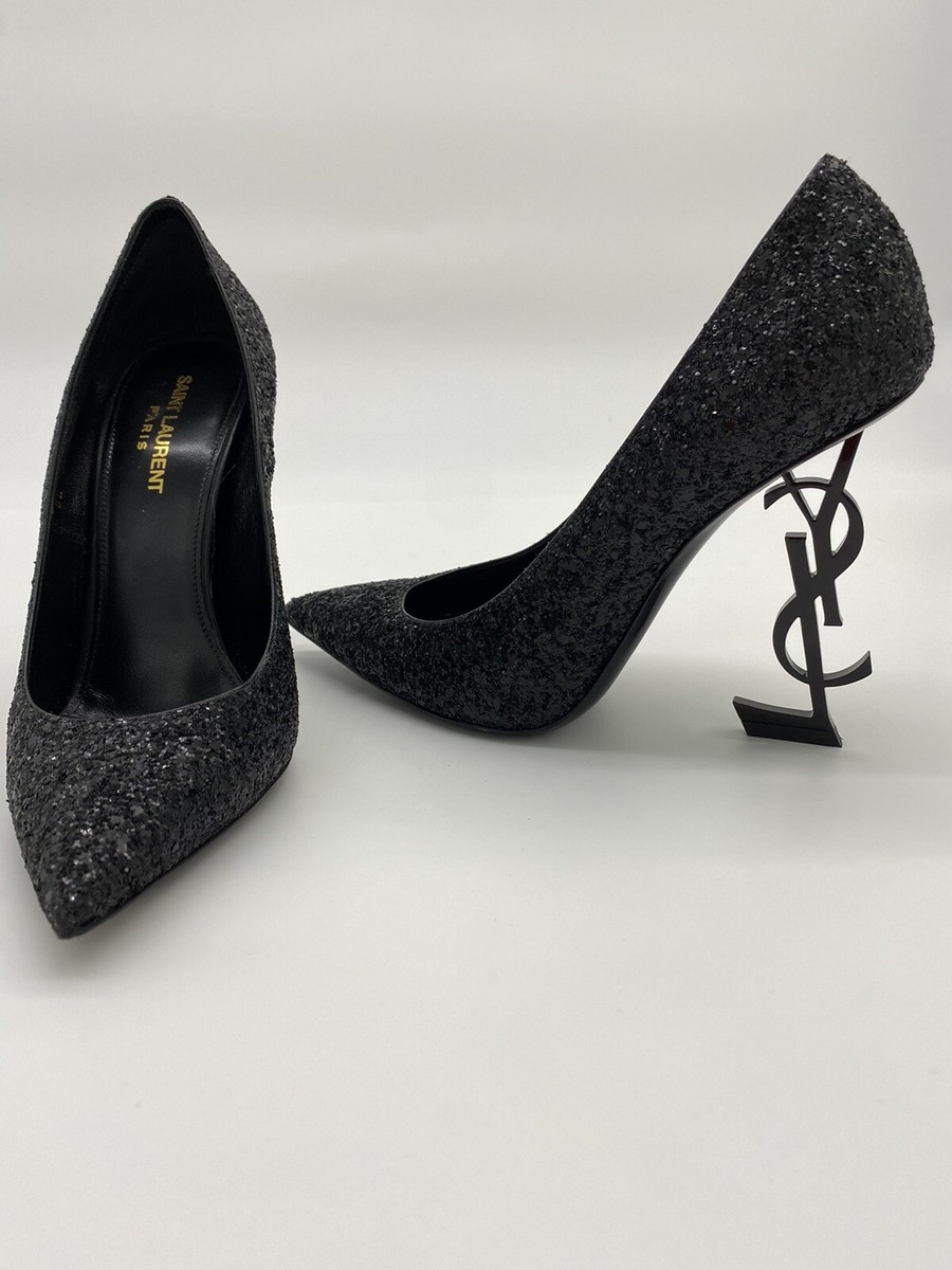 Saint Laurent Opyum 110 Black Glitter Pumps Size 39.5 With Saint Laurent Opyum 110 Black Glitter Pumps Size 39.5 With