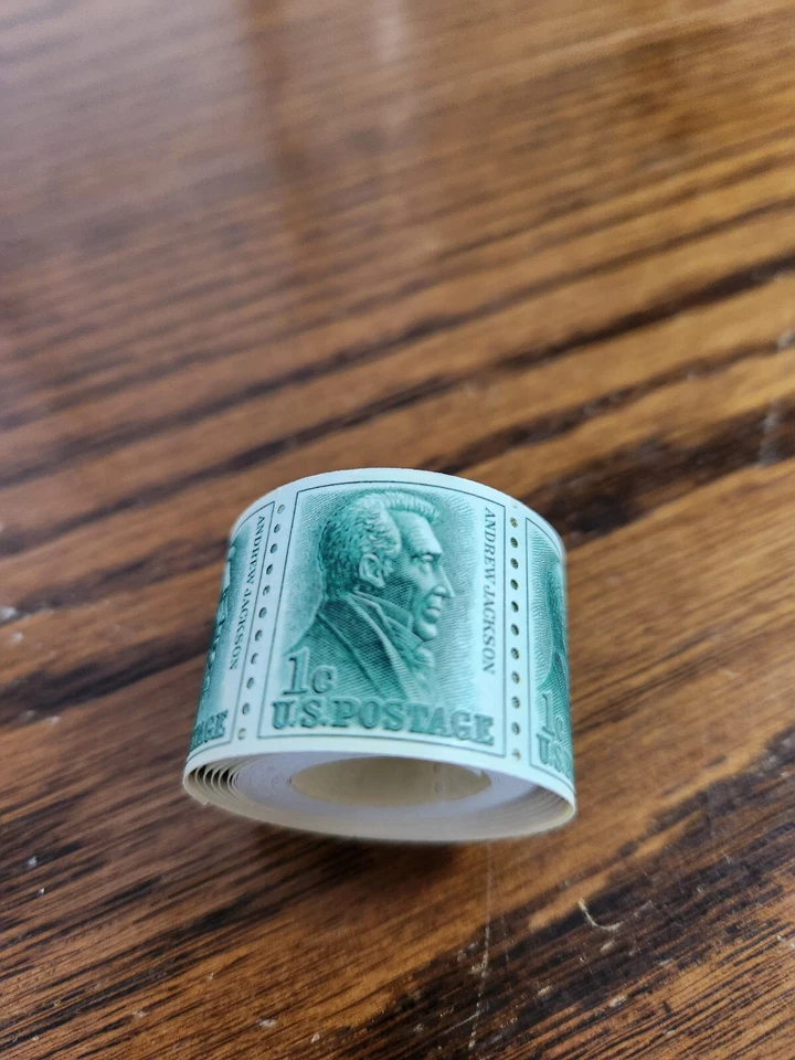 Scott 1225 Roll 1¢ Andrew Jackson Issue Mint, Never Hinged Coil Shiny Gum Stamps - Image 3 of 3