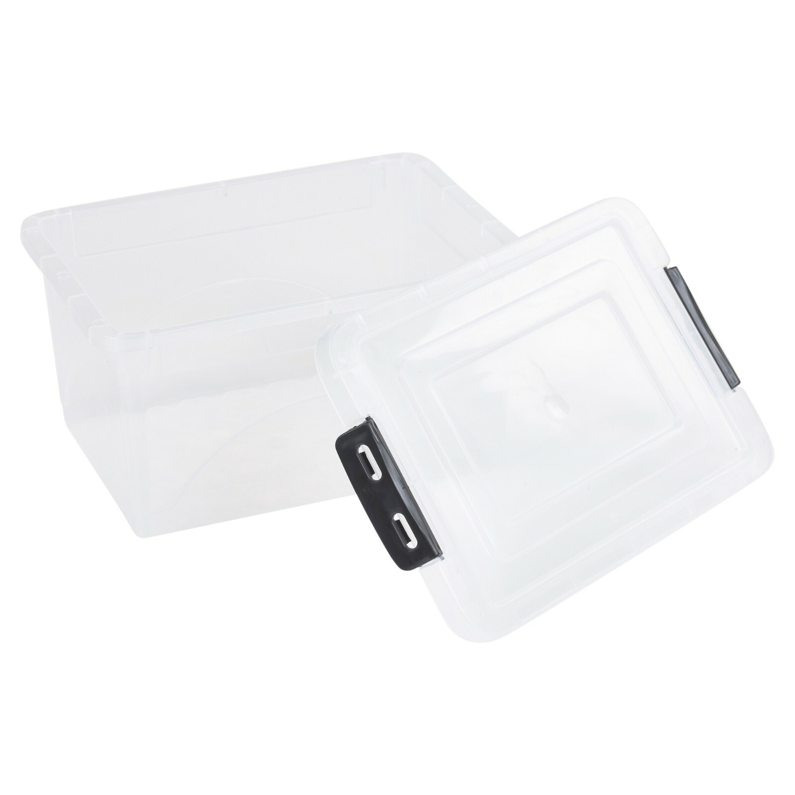 Set Of 4 Plastic Storage Boxes Clip Lid Quality Stackable Container