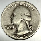 1948 D Washington 90% Silver Quarter Circulated Condition 25c US Coin - 2882