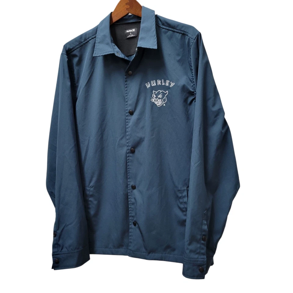 Hurley Embroidered Logo Men's Windbreaker Jacket Size Large Excellent Condition - Image 4 of 4