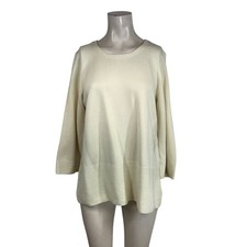 TALBOTS - WOMEN'S MEDIUM - OFF WHITE LONG SLEEVE COTTON BLEND SWEATER