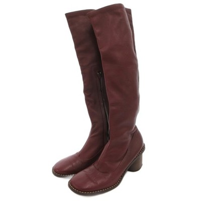 CELINE Boots Women's Size 37 Red Leather